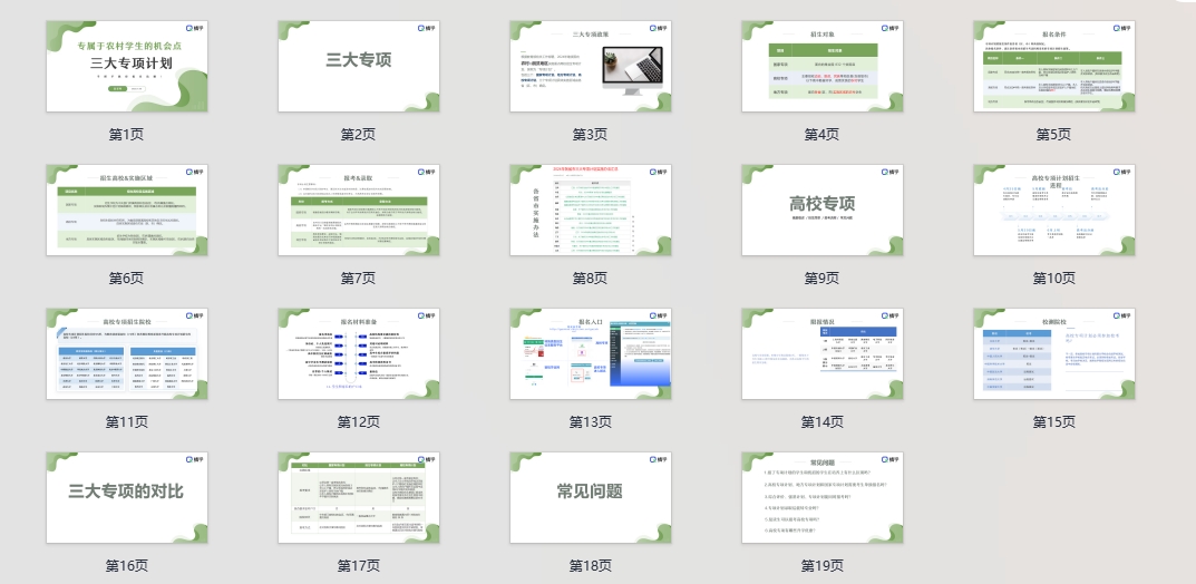 高考志愿规划师【周精进课件】专属于农村学生的机会点——三大专项计划!