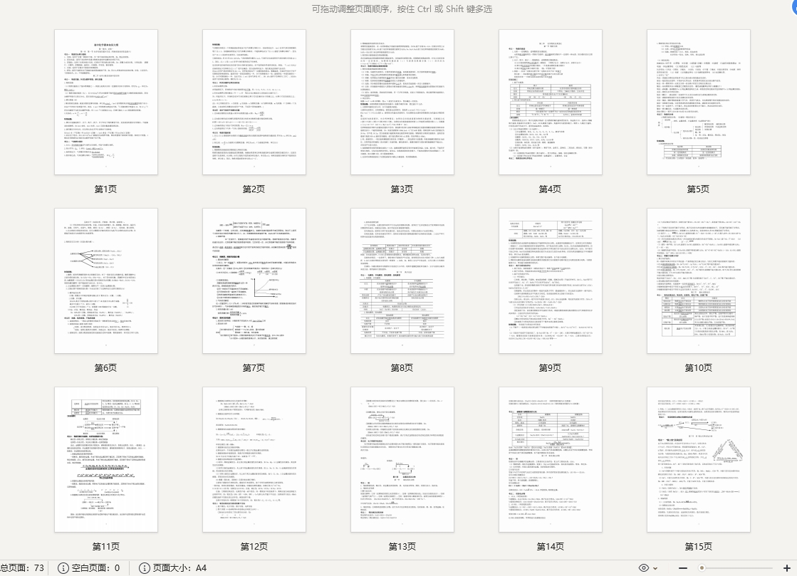 高中化学课本知识大纲