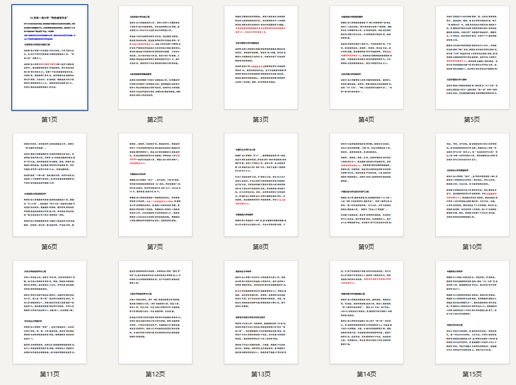 21所双一流大学“特色强项专业”