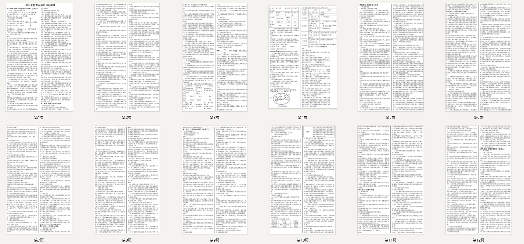 高中生物基础知识点全方位归纳梳理