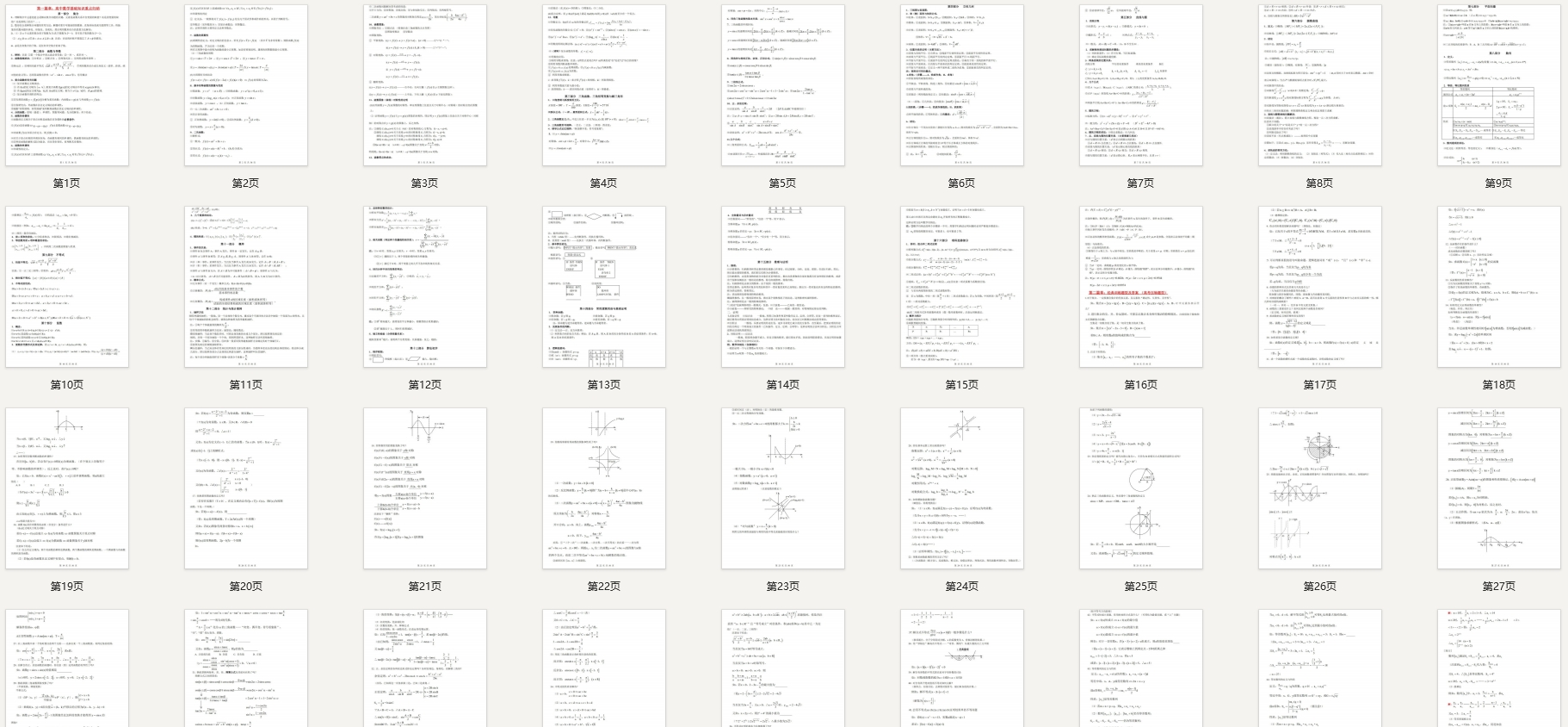 高中数学必修知识重点归纳