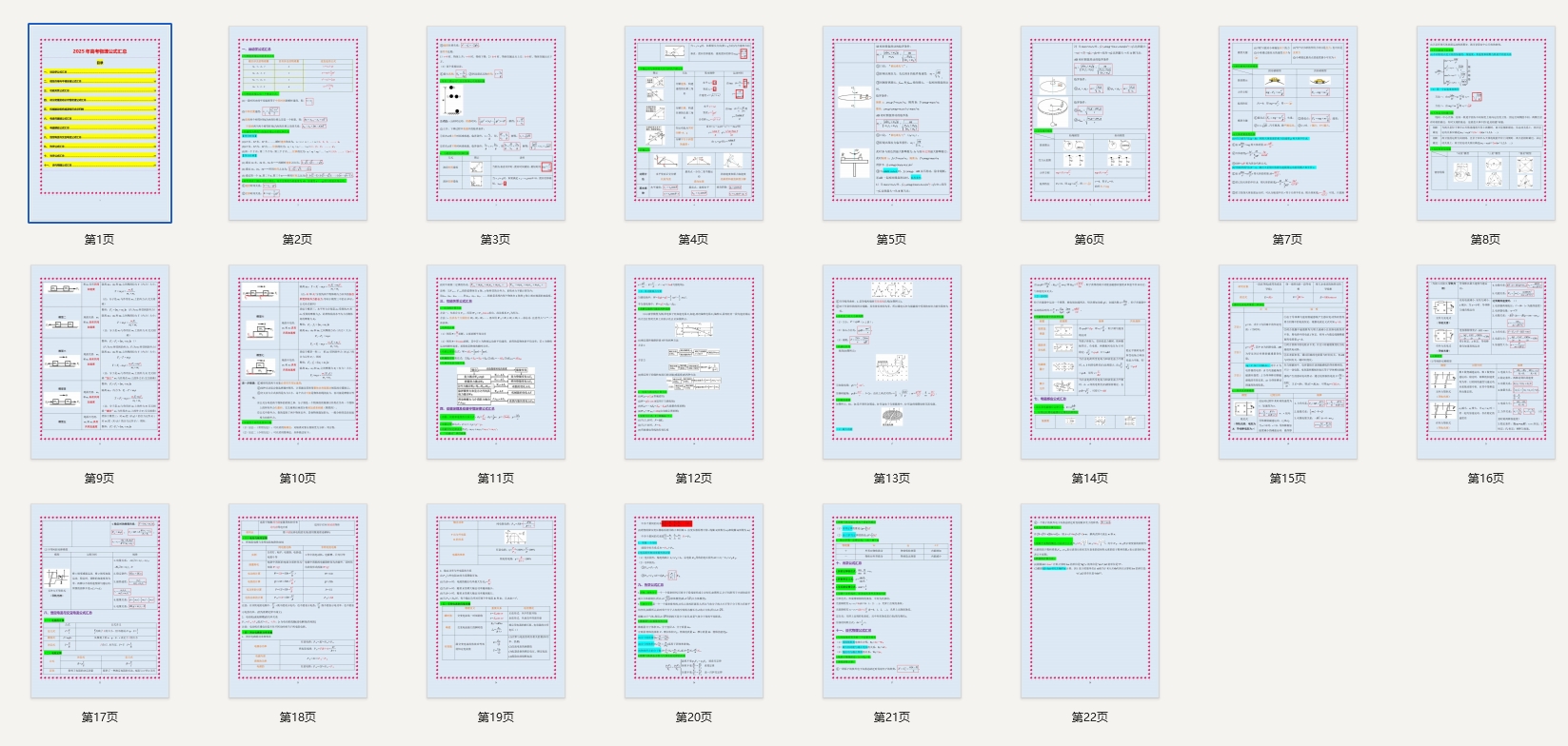 2025年高考物理公式汇总