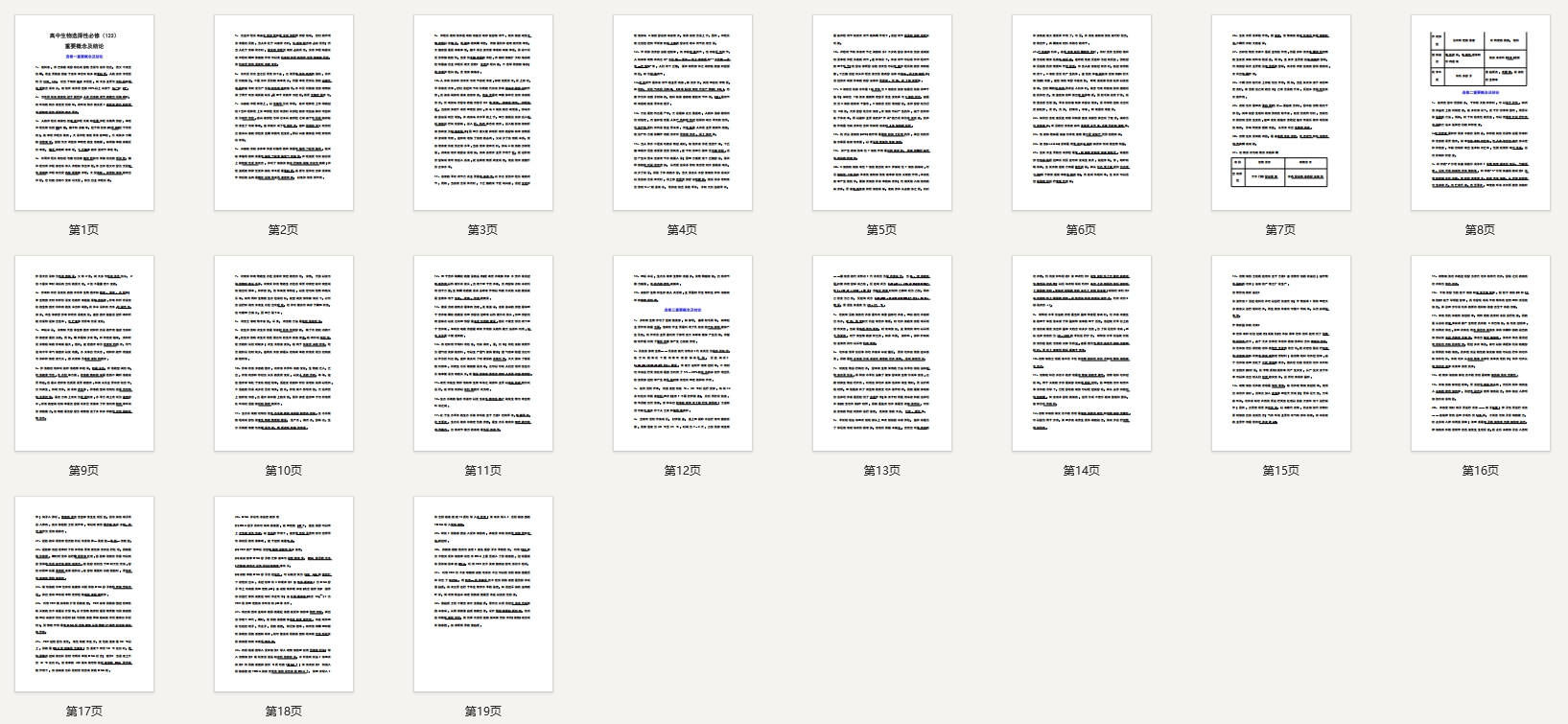 高中生物选择性必修（123）重要概念及结论