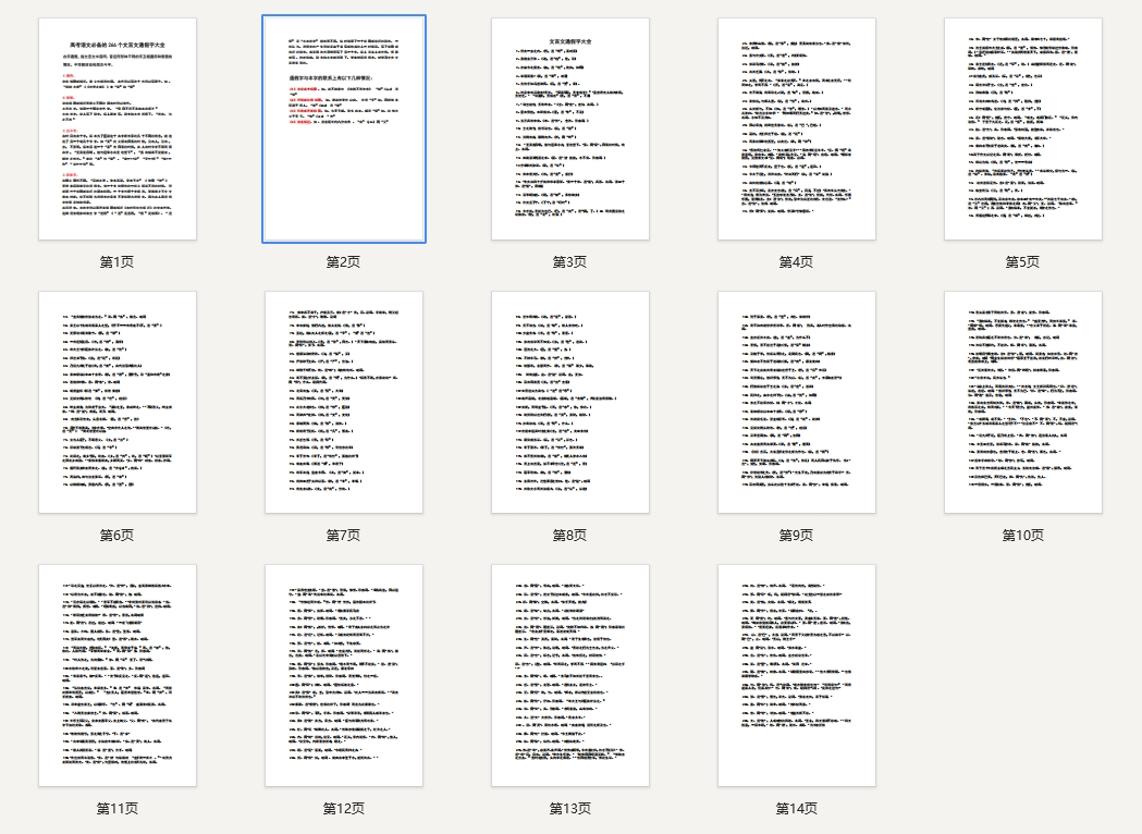 高考语文必备的266个文言文通假字大全