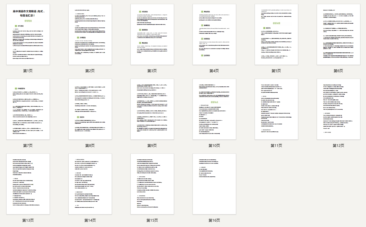 高中英语作文常用语、句式、句型全汇总！