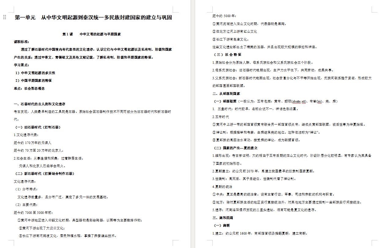 高中历史《全册知识点梳理》2025版