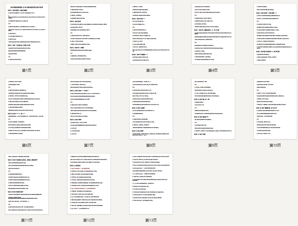 高中英语读后续写21种场景句型积累与句子仿写