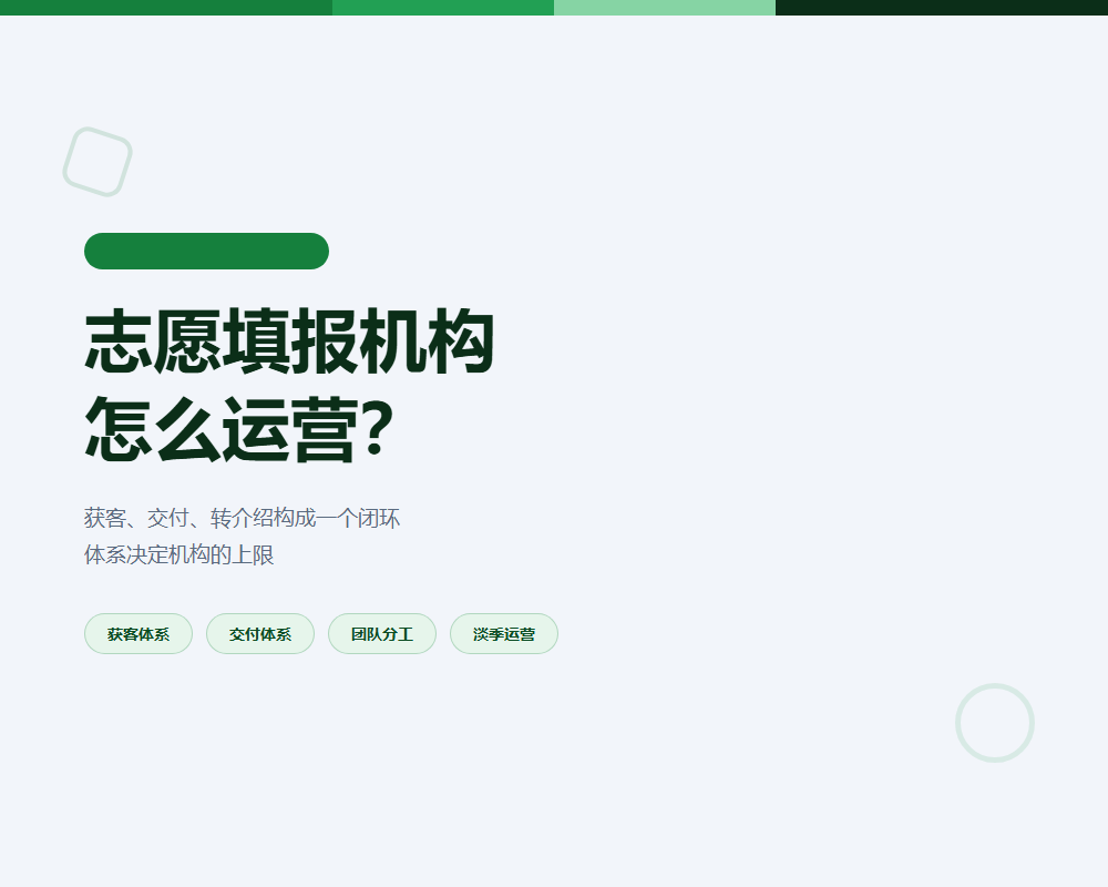 高考志愿填报机构怎么运营？获客、交付、转介绍三件事讲透